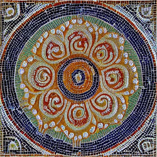 Image similar to a beautiful roman mosaic of a fractal rose, circa 1 0 0 ad, rome