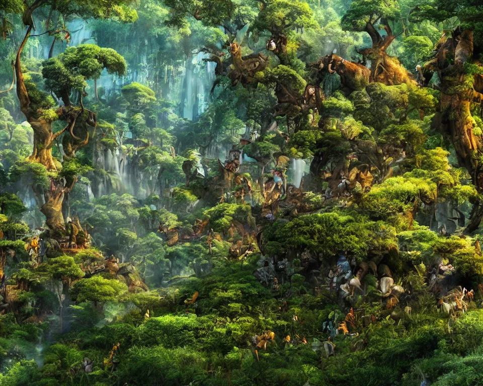 Prompt: the beastlands, avatar ( 2 0 0 9 ), lush landscape, jungle landscape