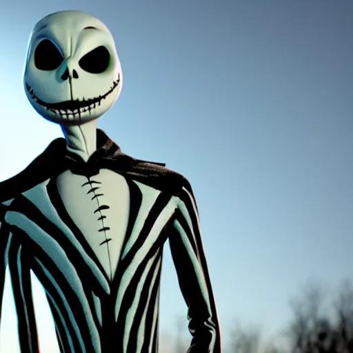 Prompt: pete davidson as jack skellington, high definition, nighttime, high detailed, movie still,