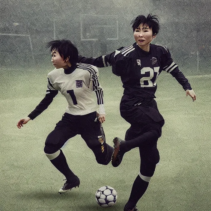 Image similar to maggie cheung as a football player, by wlop