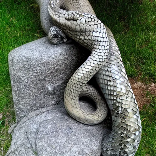 Image similar to stone statue of a snake, realistic, detailed