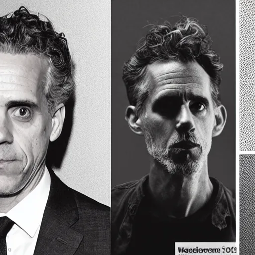 Prompt: Jordan Peterson is a skinny anorexic addict, grayscale photography