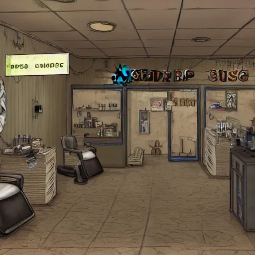 Image similar to A barbershop in Disco Elysium