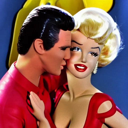 Prompt: Marilyn Monroe as Barbie and Rock Hudson as Ken in the Barbie movie from 1963 set in the big house on Malibu