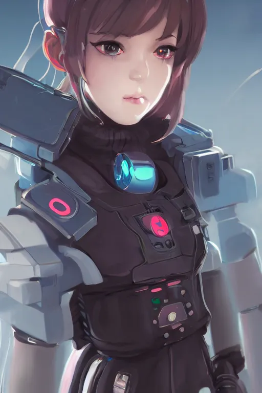 Image similar to a cute cyberpunk android maid girl, character art portrait, anime key visual, official media, illustrated by wlop, extremely detailed, 8 k, trending on artstation, cinematic lighting, beautiful,