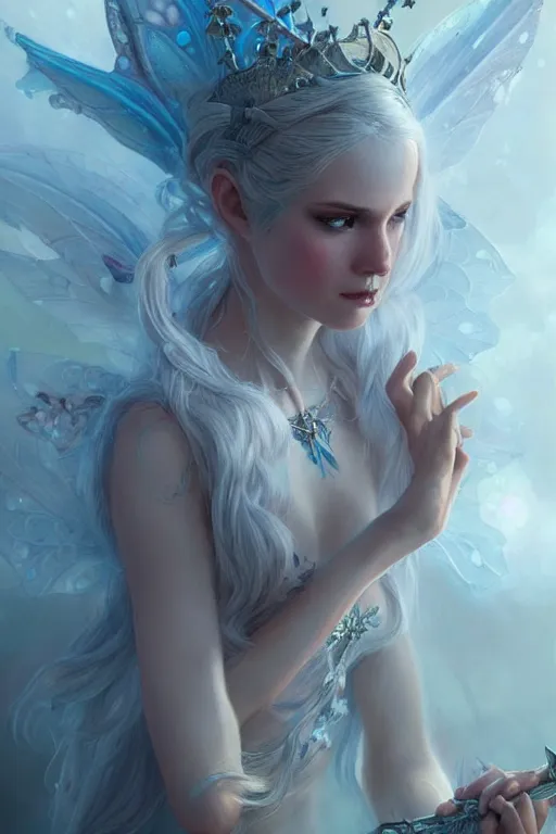 Image similar to fairy princess, highly detailed, d & d, fantasy, highly detailed, digital painting, trending on artstation, concept art, sharp focus, illustration, art by artgerm and greg rutkowski and magali villeneuve