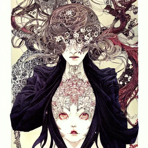 Prompt: prompt: Portrait painted in Superflat style drawn by Vania Zouravliov and Takato Yamamoto, inspired by Fables, intricate acrylic gouache painting, high detail, sharp high detail, manga and anime 2000