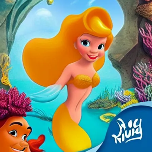 Prompt: Sajid Javid as ((Ariel) The Little Mermaid), Disney cartoon, tail fin