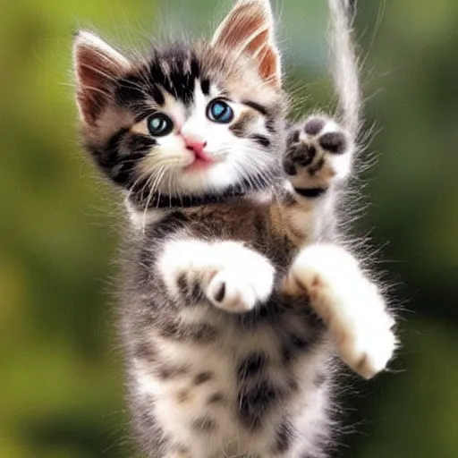 Image similar to the cutest kitten in the world flying through the air