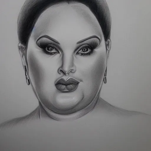 Image similar to a portrait of divine, pencil drawing