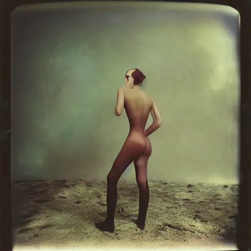 Image similar to kodak portra 4 0 0, wetplate, photo of a surreal artsy dream scene,, girl, animal, unique fashion, photographed by paolo roversi style