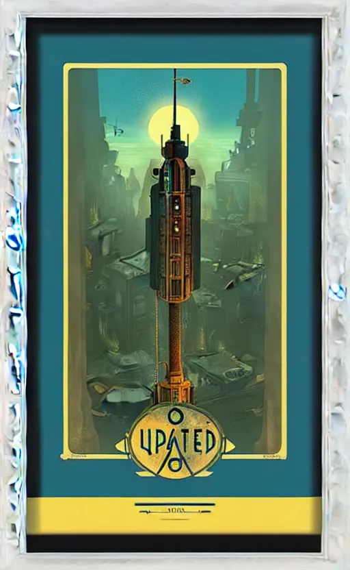 Image similar to art deco travel poster of the underwater city of rapture from bioshock, framed poster