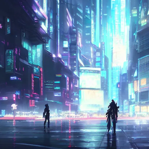 Image similar to A cyberpunk city by Makoto Shinkai