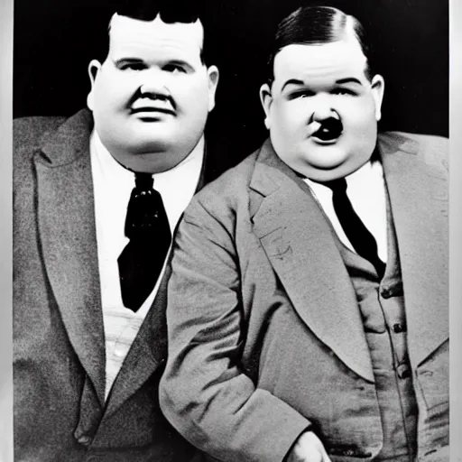 Prompt: Oliver Hardy and Stand Laurel