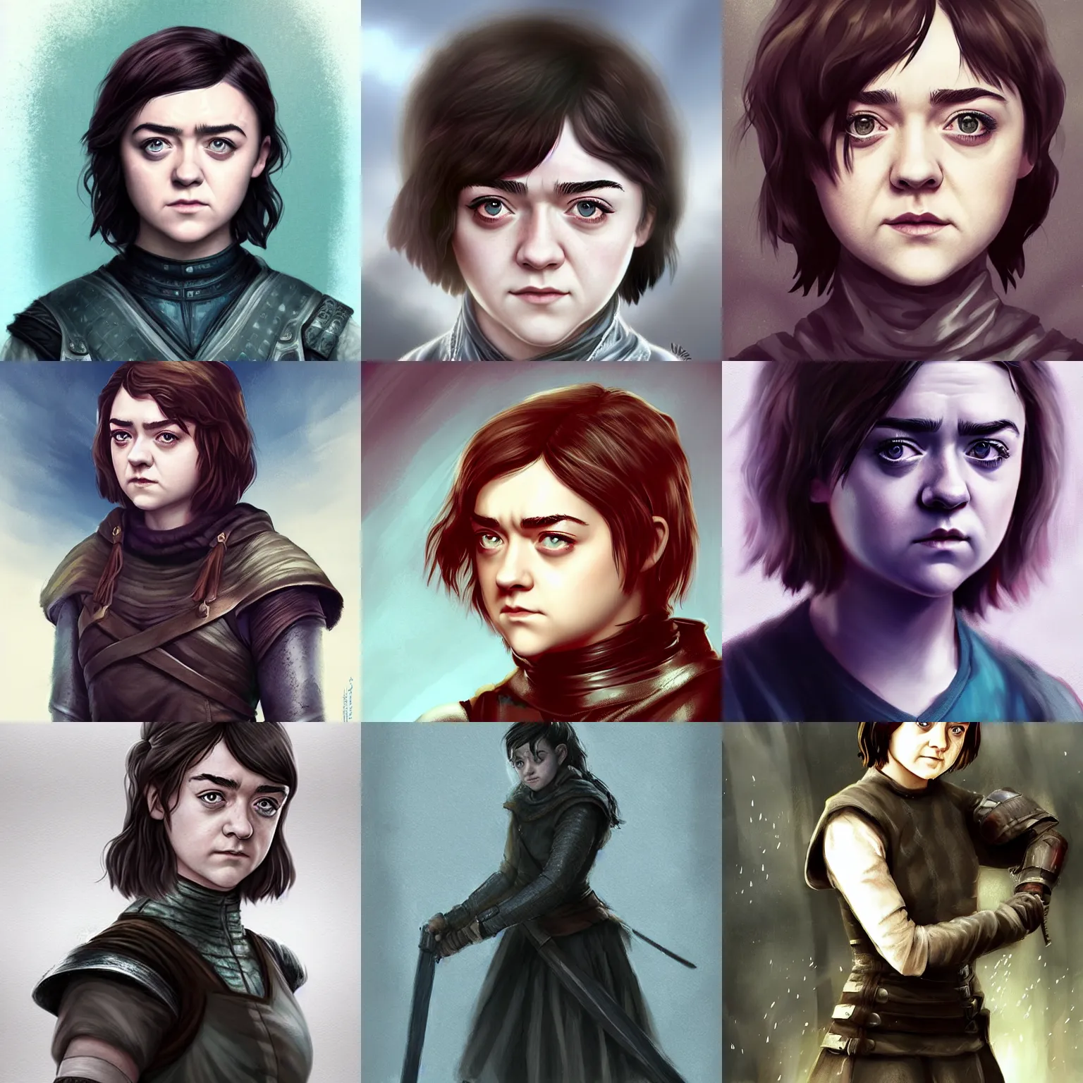 Prompt: maisie williams as arya stark by ross tran