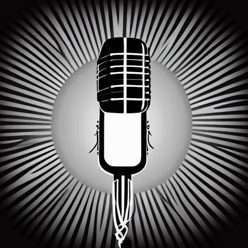 Image similar to iconic vector logo illustration of a microphone line art, bold