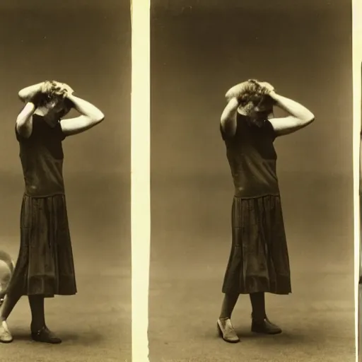 Prompt: eadweard muybridge series of photographs of a person dabbing