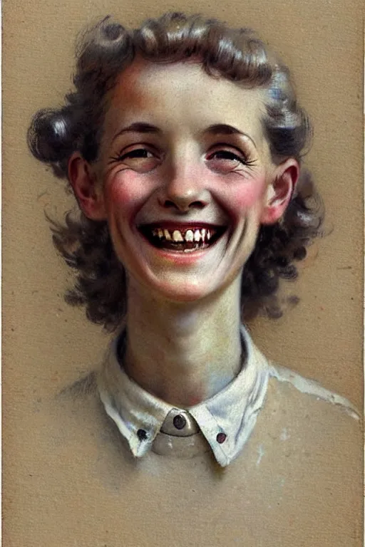 Image similar to ( ( ( ( ( 1 9 5 0 s retro happy smiling skinny farmer face portrait. muted colors. ) ) ) ) ) by jean - baptiste monge!!!!!!!!!!!!!!!!!!!!!!!!!!!!!!