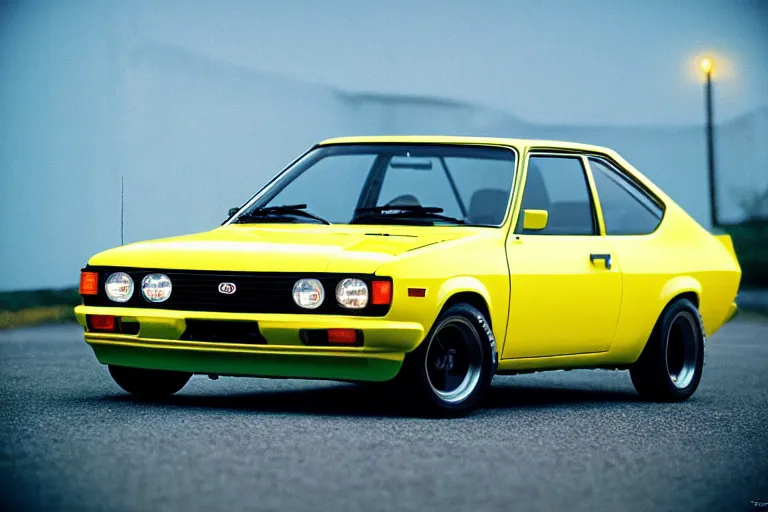 Prompt: 1 9 6 8 ae 8 6 corolla gts, thick neon lights, ektachrome photograph, volumetric lighting, f 8 aperture, cinematic eastman 5 3 8 4 film