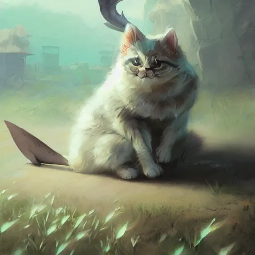 Image similar to cute cat with shark tail, smooth, artstation, digital illustration by Ruan Jia and Mandy Jurgens and Artgerm and Wayne Barlowe and Greg Rutkowski and Zdislav Beksinski