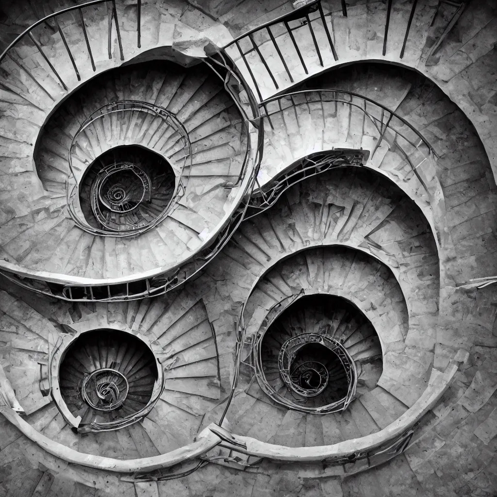 Prompt: spiral stairscase going down deep in a hole, by etienne - louis boullee, leica, high quality, high detailed