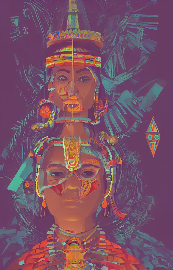 Image similar to mayan priestess, sharp focus, james gilleard, moebius, print, game art