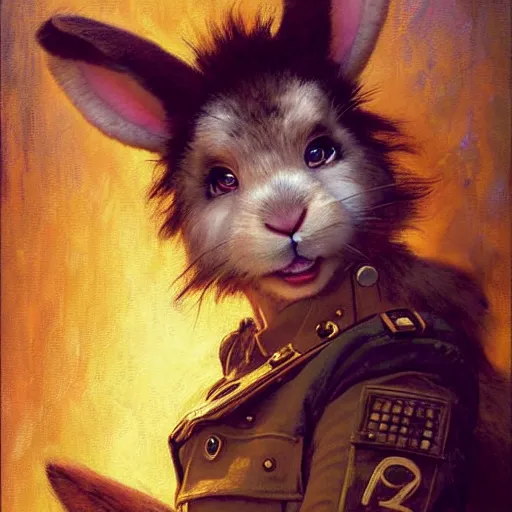 Image similar to portrait of a female furry bunny in a police uniform. shadowrun furaffiniy cyberpunk fantasy highly detailed painting by gaston bussiere craig mullins jc leyendecker gustav klimt artgerm greg rutkowski john berkey, bergey, craig mullins, ruan jia, raymond swanland, jeremy mann, tom lovell, alex malveda