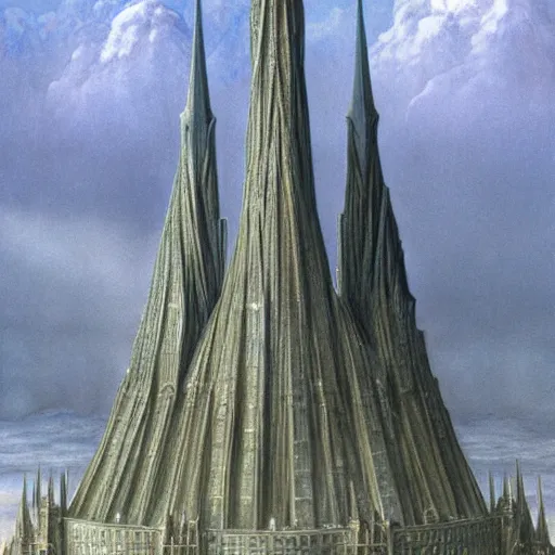 Image similar to sauron at barad - dur, by john howe and ted nasmith,