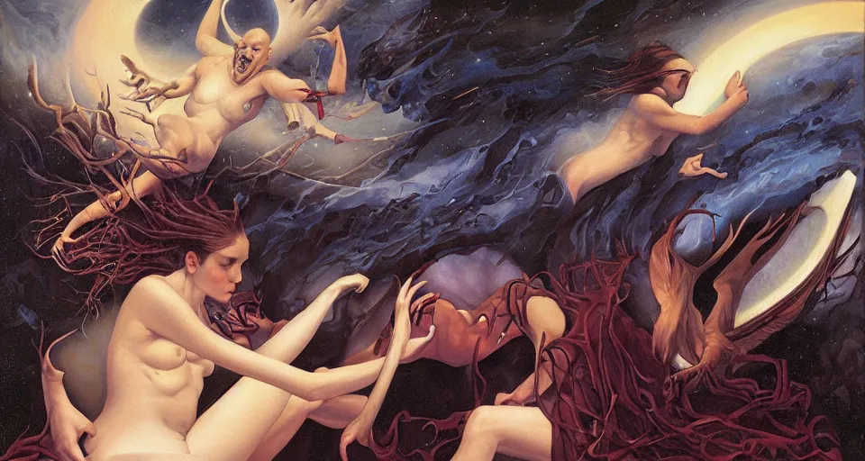 Image similar to the two complementary forces that make up all aspects and phenomena of life, by Gerald Brom,