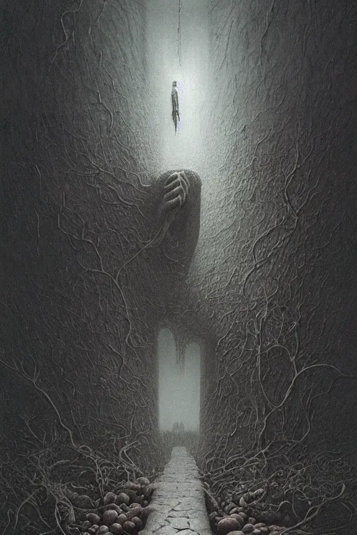 Image similar to something strange in my large banana, by zdzislaw beksinski, by dariusz zawadzki, by wayne barlowe, gothic, surrealism, cosmic horror, lovecraftian, cold hue's, warm tone gradient background, concept art, beautiful composition