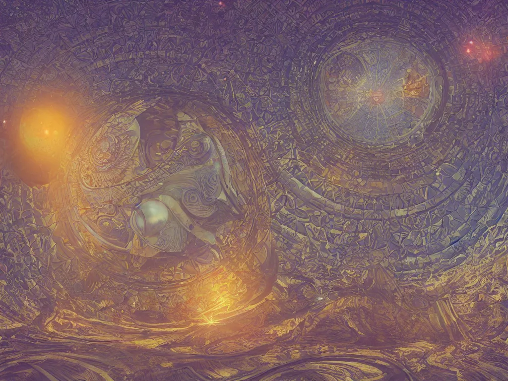 Image similar to 3 d render, sunlight study, the universe is a spheroid region 7 0 5 meters in diameter, art nouveau, by hans zatzka and ( ( ( ( ( lisa frank ) ) ) ) ), 8 k, sharp focus, octane render