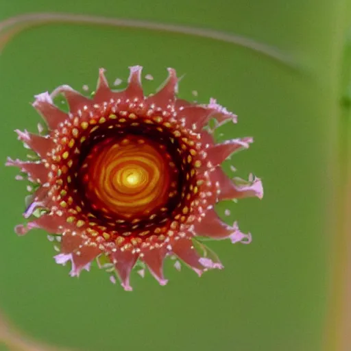 Image similar to A venus flytrap flower with eyes and a tongue