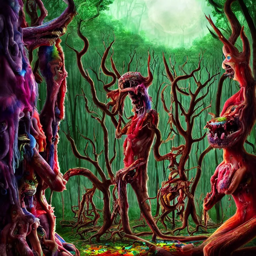 an orgy of colorful, beautiful flesh - eating giant | Stable Diffusion ...