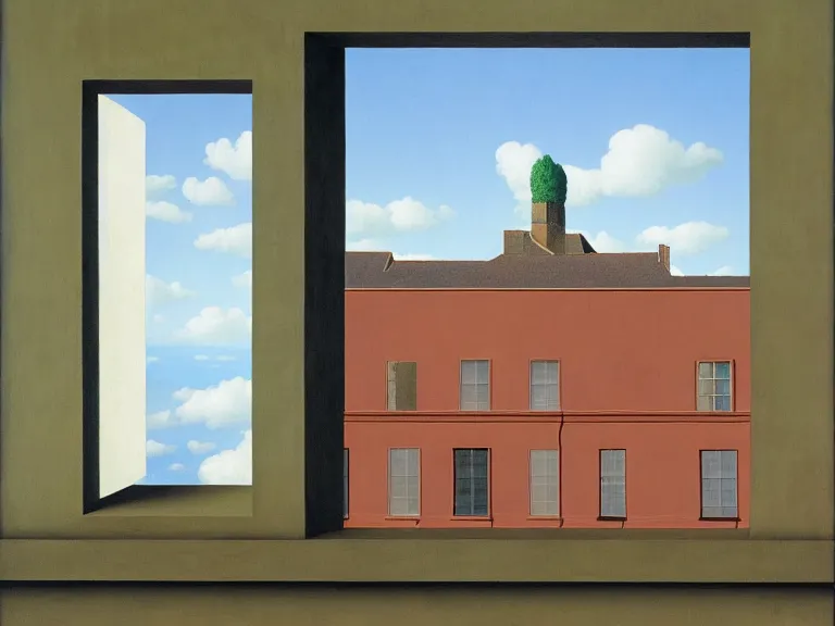 Image similar to window in the wall, painting by rene magritte, high detail, high resolution