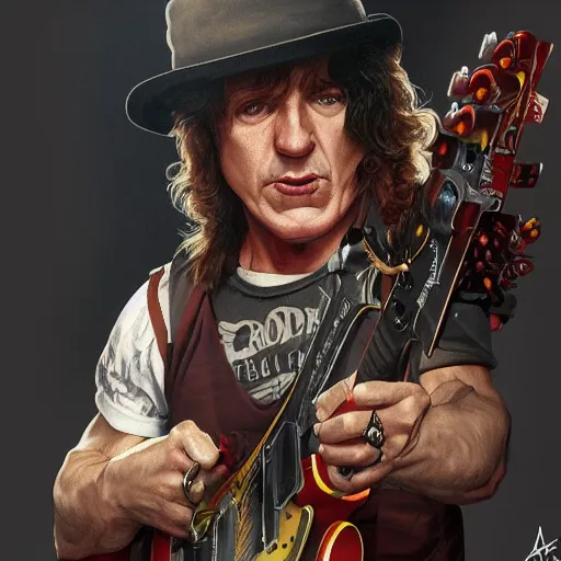 Prompt: ac / dc slash portrait guns and roses, intricate, highly detailed, digital painting, artstation, concept art, smooth, sharp focus, illustration, unreal engine 5, 8 k, art by artgerm and greg rutkowski and alphonse mucha