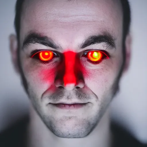 Image similar to a man with red glowing eyes