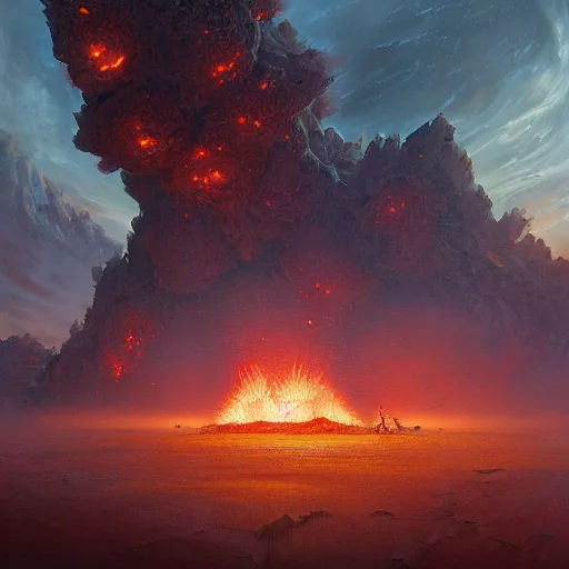 Image similar to A digital painting of a meteor containing an insect hive burning up in the atmosphere, Wayne Barlowe Greg Rutkowski Jessica Rossier