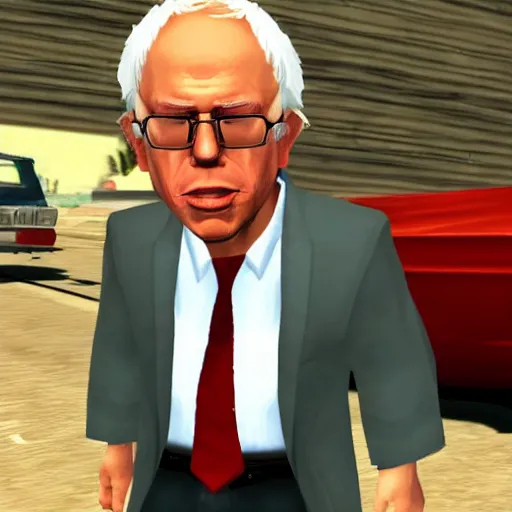 Image similar to bernie sanders, in gta san andreas, screenshot