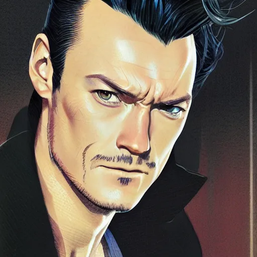 Prompt: luke evans as a manga character, realistic shaded perfect face, fine details. anime. realistic shaded lighting poster by ilya kuvshinov katsuhiro otomo ghost - in - the - shell, magali villeneuve, artgerm, jeremy lipkin and michael garmash and rob rey