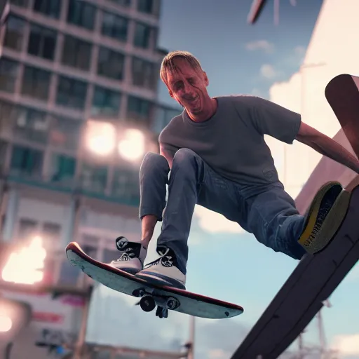 Prompt: tony hawk having his legs surgically removed, photograph, hyper realistic, outdoors, midafternoon, 4 k, artstation, unreal engine, cinematic