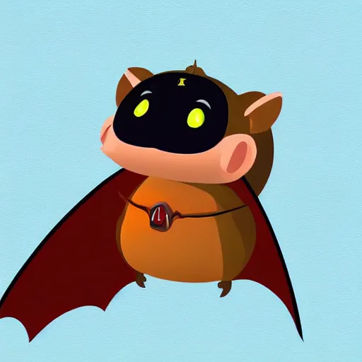 Prompt: digital art of a cute fruit bat holding twin daggers by Pixar