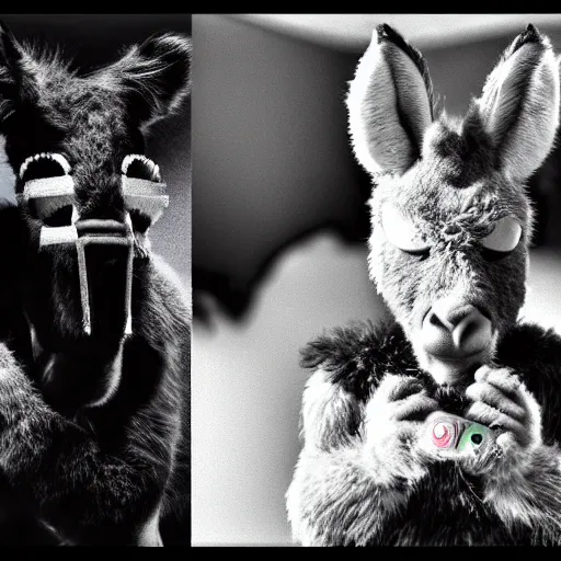 black metal bunnies with corpse paint, animal