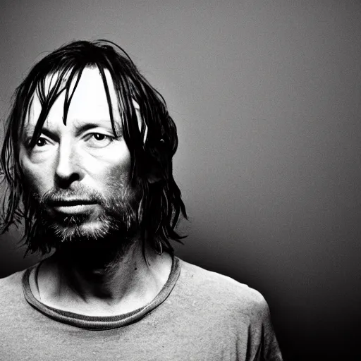 Prompt: Thom Yorke singer songwriter Rolling Stone, a photo by Colin Greenwood, ultrafine detail, masterpiece