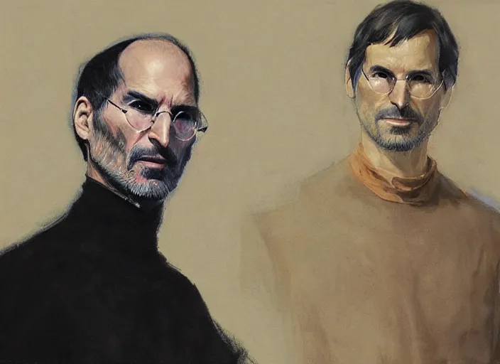 Image similar to a highly detailed beautiful portrait of steve jobs as dr strange, by gregory manchess, james gurney, james jean