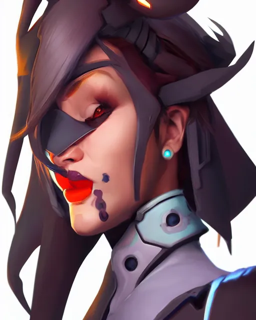 Image similar to overwatch concept art character portrait of a new character who is a spider haired woman, trending on artstation, cgsociety,