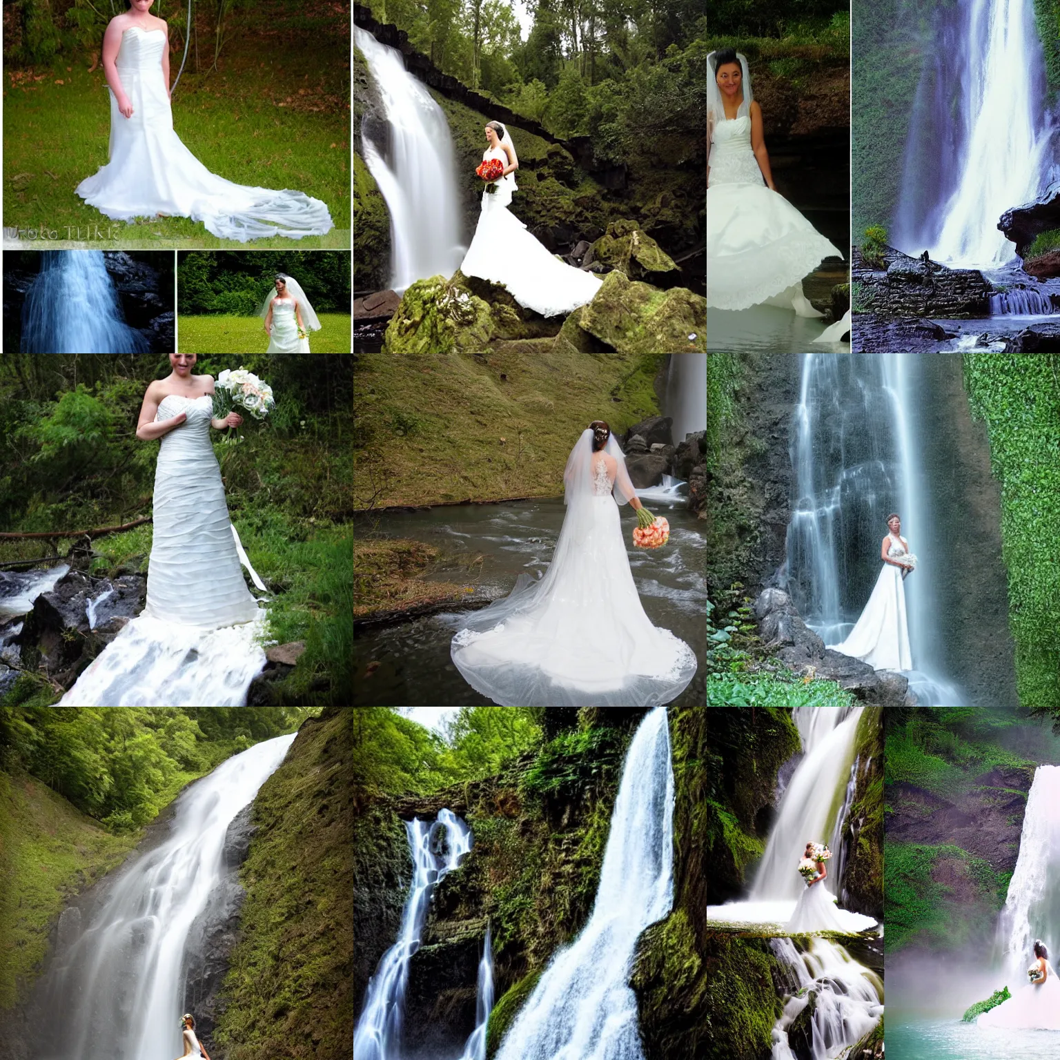 Prompt: a bride made out of waterfall