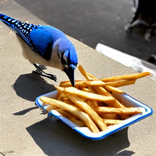 Image similar to bluejay eating french fries