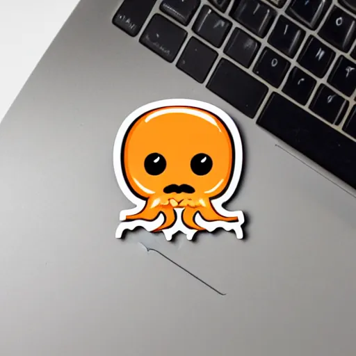 Image similar to sticker of a cute orange squid with a moustache