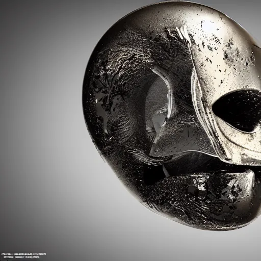 Image similar to head eating itself, melting, liquified, chrome reflections, octane render, cgsociety, autodesk, behance