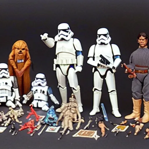 Image similar to star wars action figures, vintage, 1980s